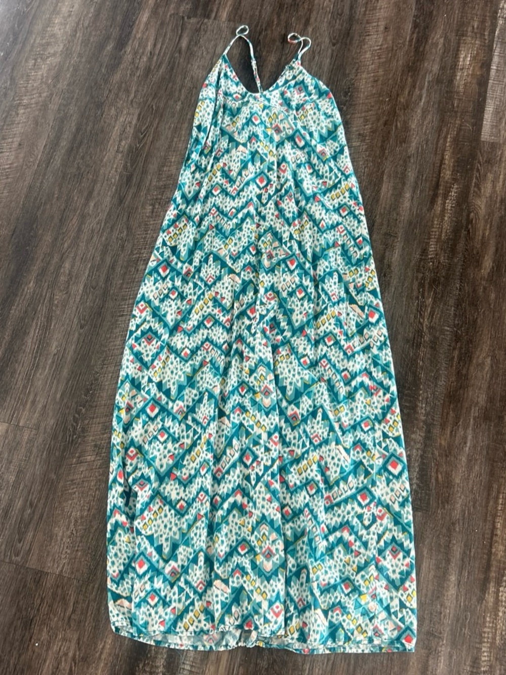 Old Navy Teal Multicolor Printed Maxi Dress